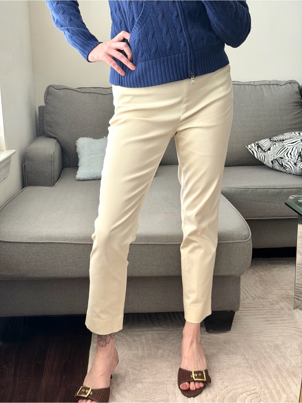 Ralph Lauren Collection Purple Label Ivory Ankle Pants